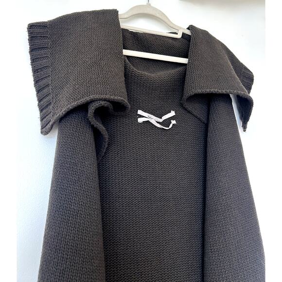 Rick Owens Vintage Queen F/W 2004 Espresso Brown Open Front Long Wool Sweater 44 - Picture 15 of 16